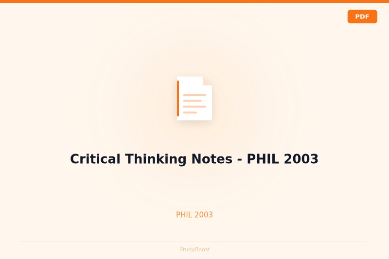 Critical Thinking Notes - PHIL 2003