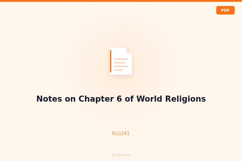 Notes on Chapter 6 of World Religions