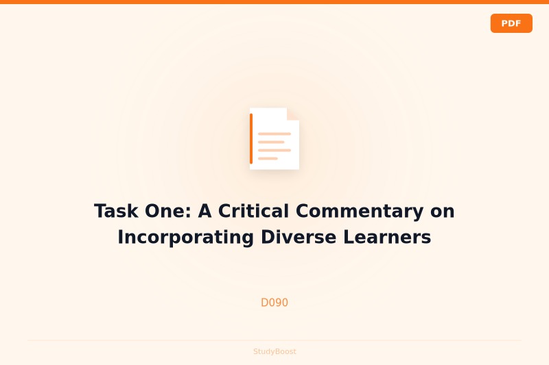 Task One: A Critical Commentary on Incorporating Diverse Learners