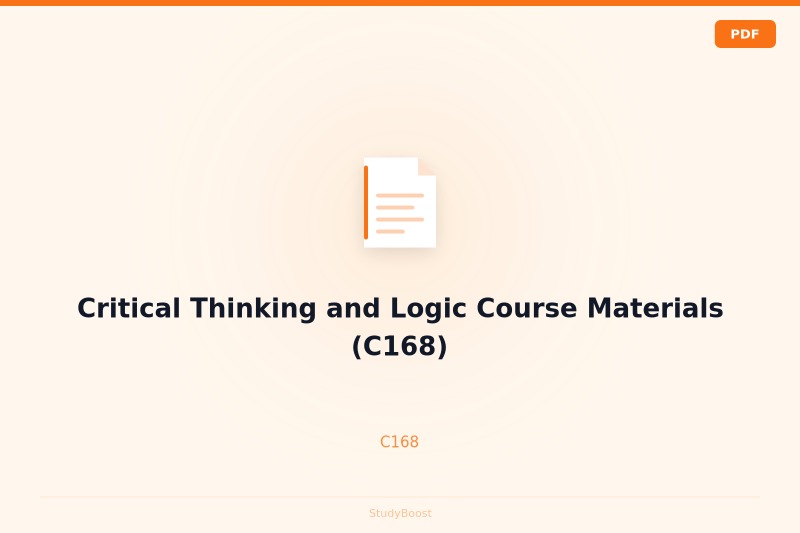 Critical Thinking and Logic Course Materials (C168)