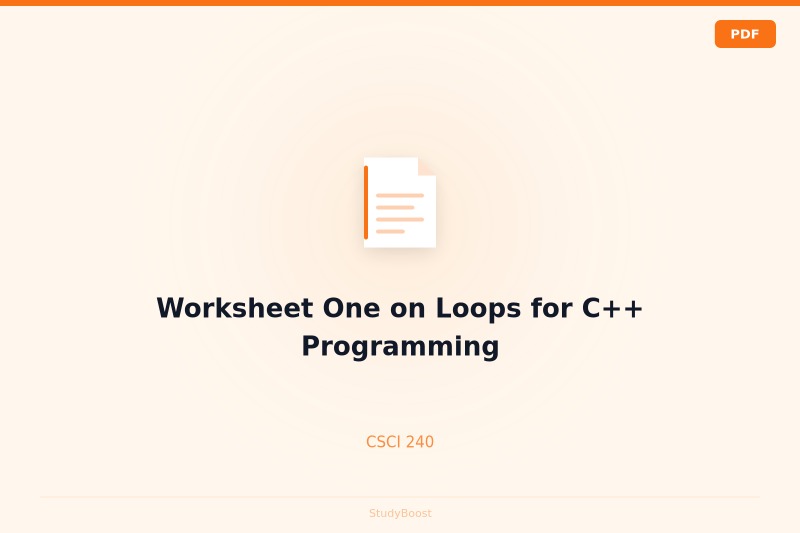 Worksheet One on Loops for C++ Programming