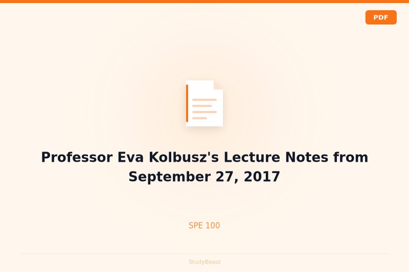 Professor Eva Kolbusz's Lecture Notes from September 27, 2017