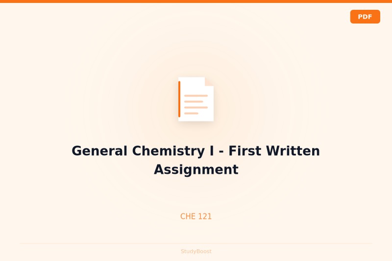 General Chemistry I - First Written Assignment
