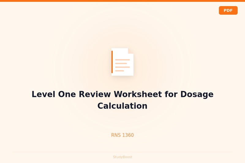 Level One Review Worksheet for Dosage Calculation