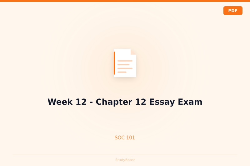 Week 12 - Chapter 12 Essay Exam