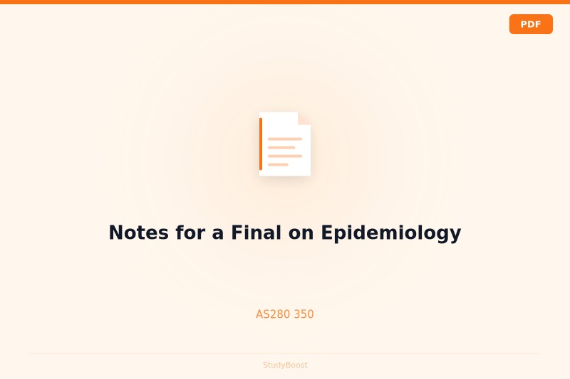 Notes for a Final on Epidemiology