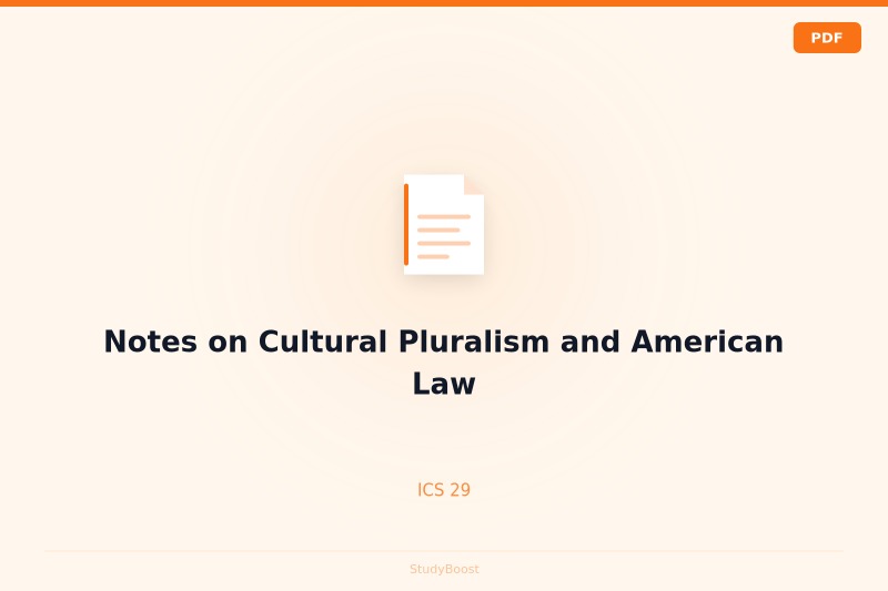 Notes on Cultural Pluralism and American Law