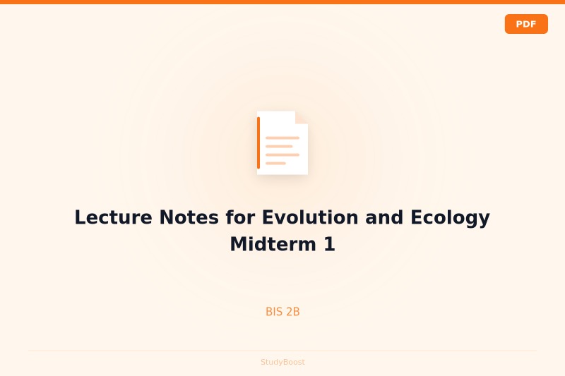 Lecture Notes for Evolution and Ecology Midterm 1