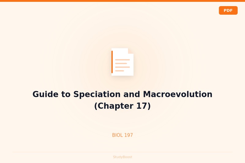 Guide to Speciation and Macroevolution (Chapter 17)