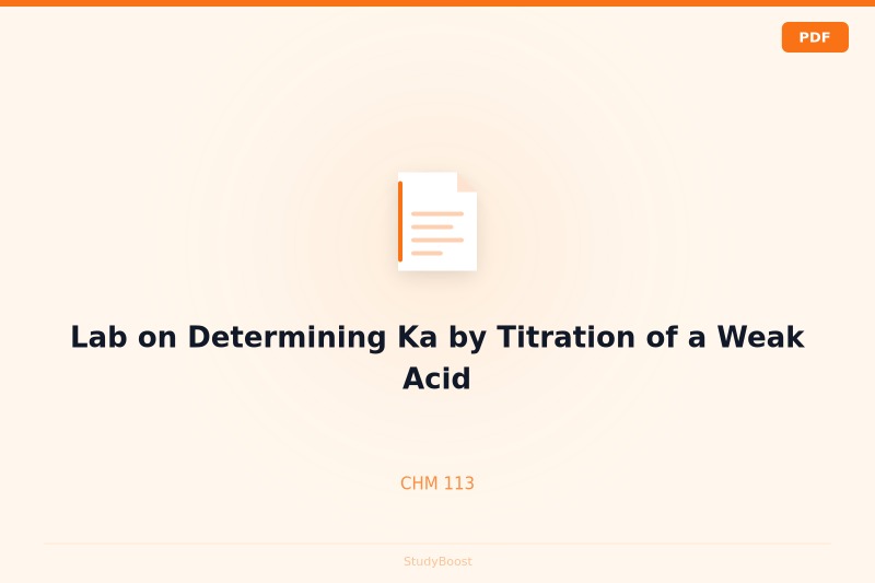 Lab on Determining Ka by Titration of a Weak Acid