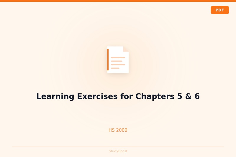 Learning Exercises for Chapters 5 & 6