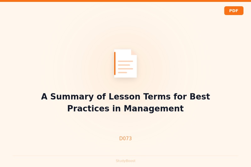 A Summary of Lesson Terms for Best Practices in Management