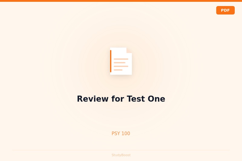 Review for Test One