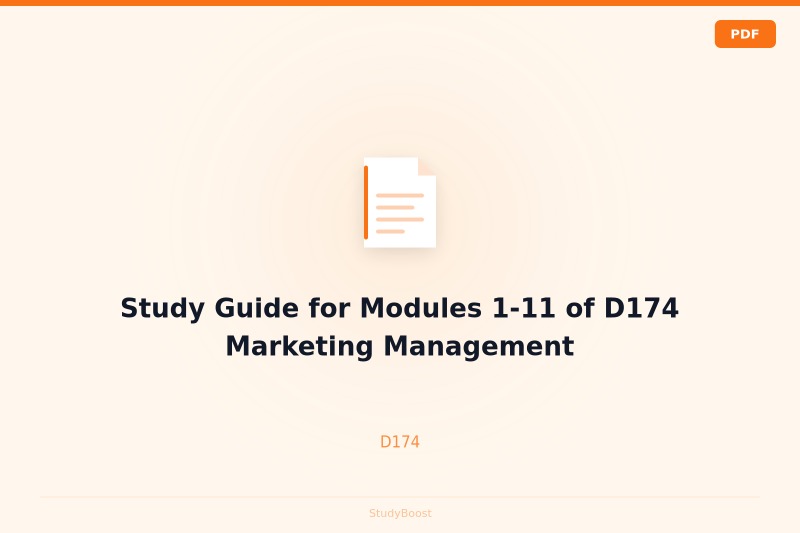 Study Guide for Modules 1-11 of D174 Marketing Management