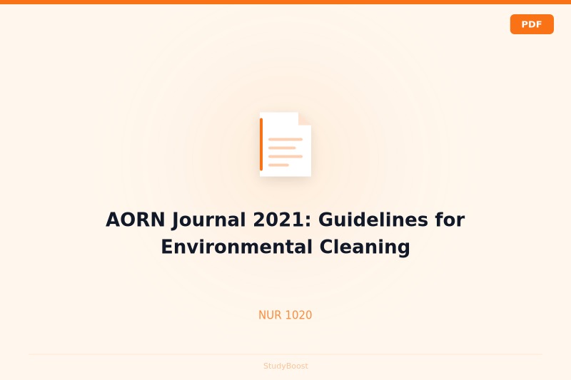 AORN Journal 2021: Guidelines for Environmental Cleaning