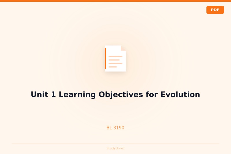 Unit 1 Learning Objectives for Evolution