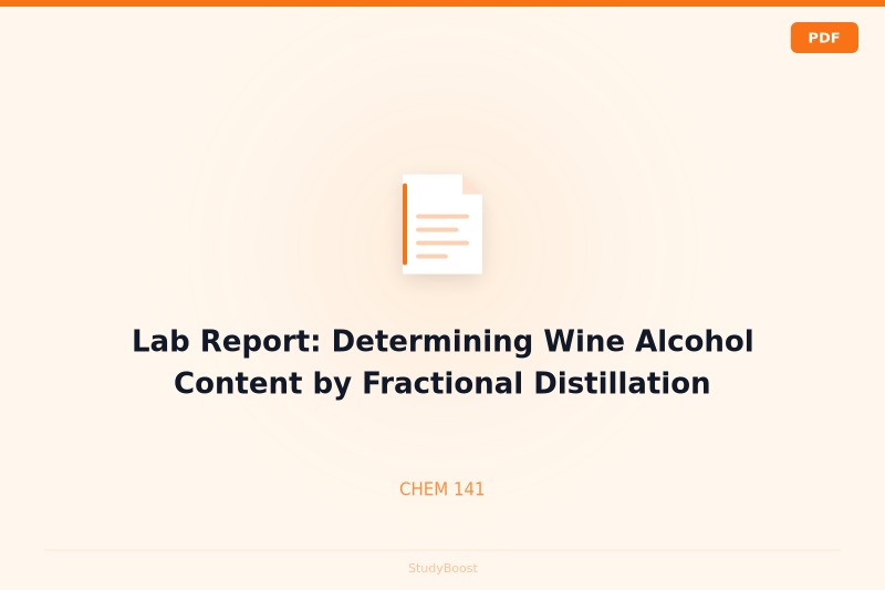 Lab Report: Determining Wine Alcohol Content by Fractional Distillation