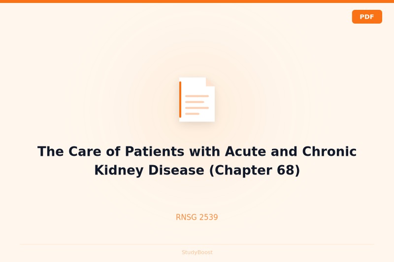 The Care of Patients with Acute and Chronic Kidney Disease (Chapter 68)