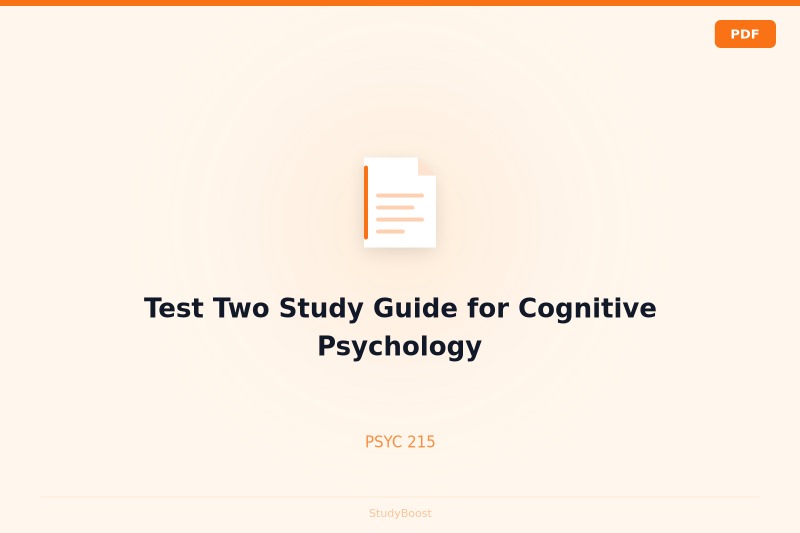 Test Two Study Guide for Cognitive Psychology