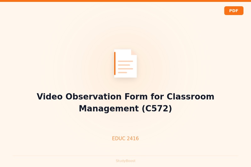 Video Observation Form for Classroom Management (C572)