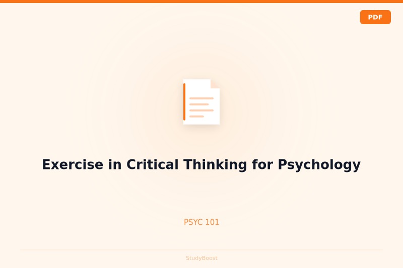 Exercise in Critical Thinking for Psychology