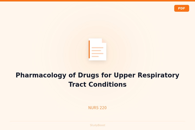 Pharmacology of Drugs for Upper Respiratory Tract Conditions