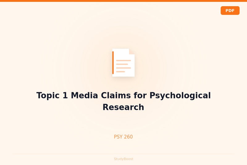 Topic 1 Media Claims for Psychological Research