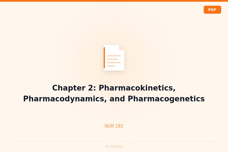 Chapter 2: Pharmacokinetics, Pharmacodynamics, and Pharmacogenetics