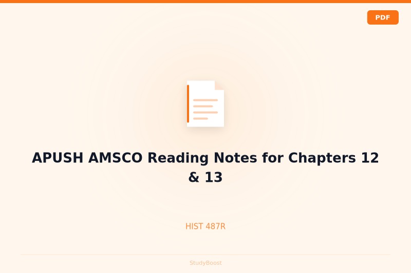 APUSH AMSCO Reading Notes for Chapters 12 & 13