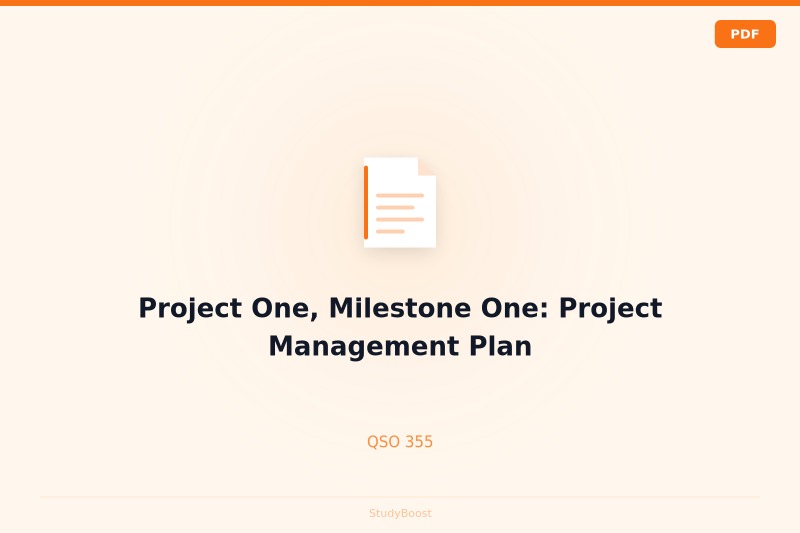 Project One, Milestone One: Project Management Plan