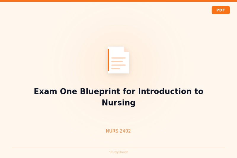 Exam One Blueprint for Introduction to Nursing