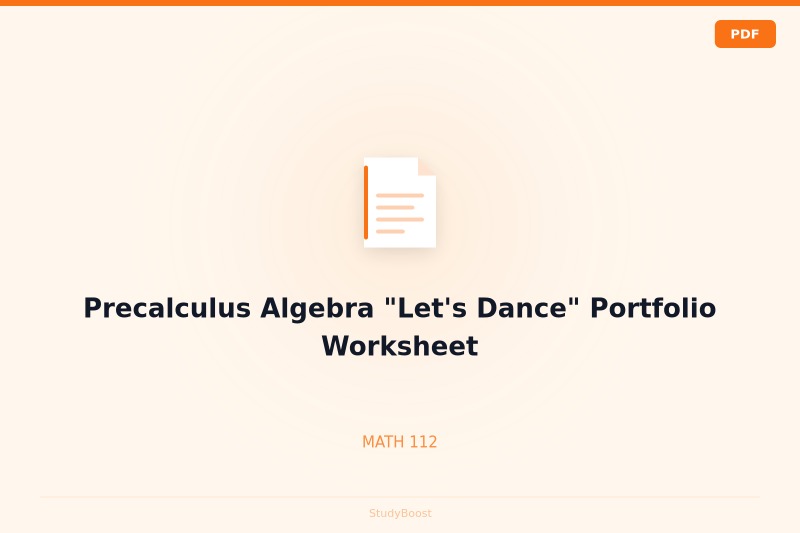 Precalculus Algebra "Let's Dance" Portfolio Worksheet