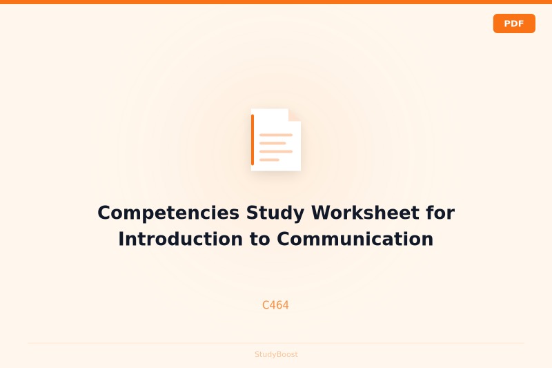 Competencies Study Worksheet for Introduction to Communication