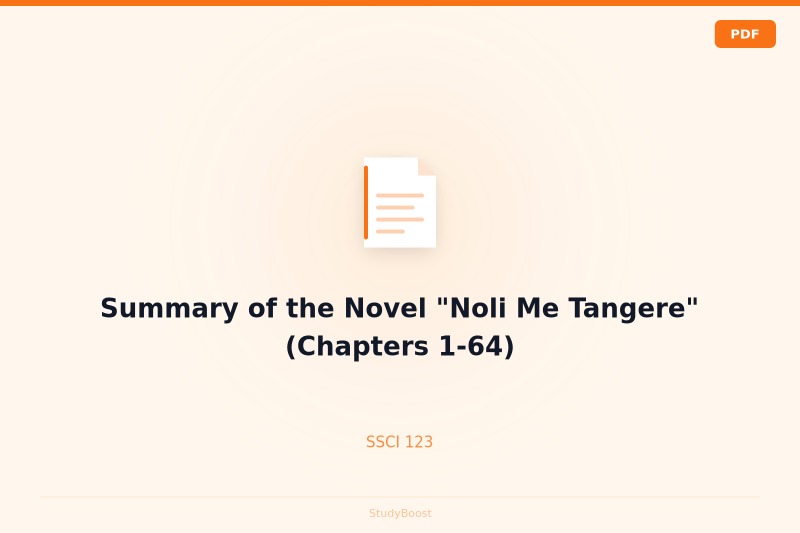 Summary of the Novel "Noli Me Tangere" (Chapters 1-64)