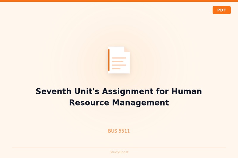 Seventh Unit's Assignment for Human Resource Management