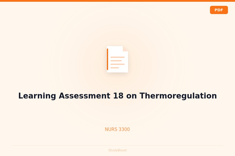 Learning Assessment 18 on Thermoregulation