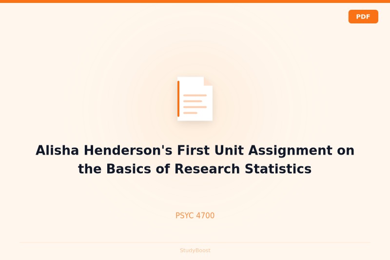 Alisha Henderson's First Unit Assignment on the Basics of Research Statistics