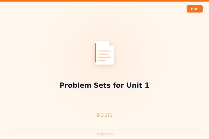 Problem Sets for Unit 1