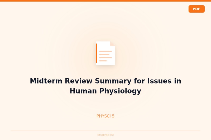 Midterm Review Summary for Issues in Human Physiology