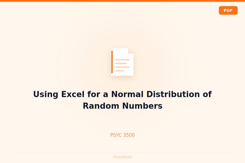 Using Excel for a Normal Distribution of Random Numbers