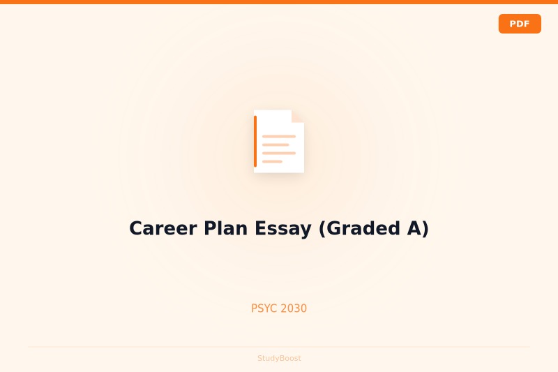Career Plan Essay (Graded A)