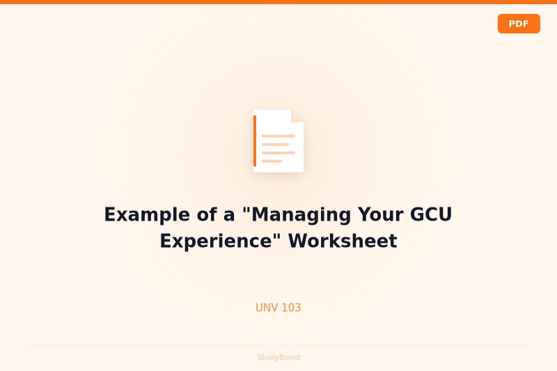 Example of a "Managing Your GCU Experience" Worksheet