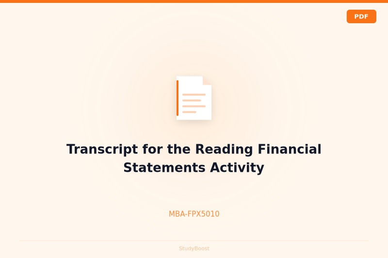 Transcript for the Reading Financial Statements Activity