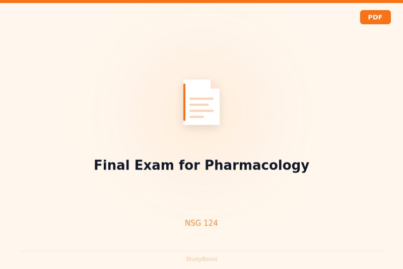 Final Exam for Pharmacology