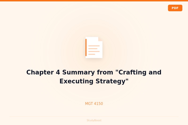 Chapter 4 Summary from "Crafting and Executing Strategy"