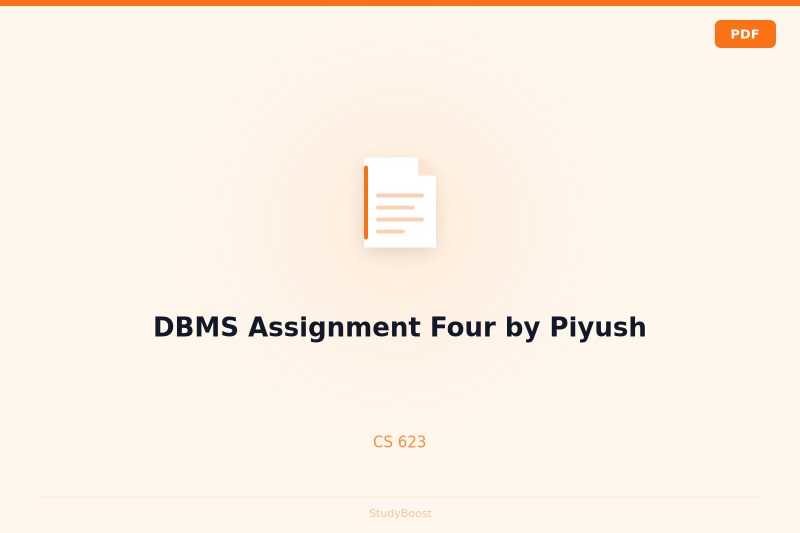 DBMS Assignment Four by Piyush