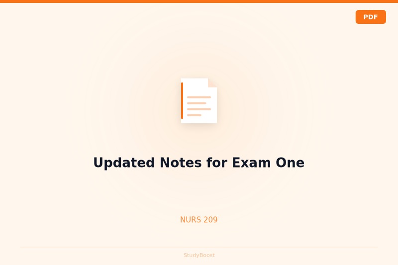 Updated Notes for Exam One