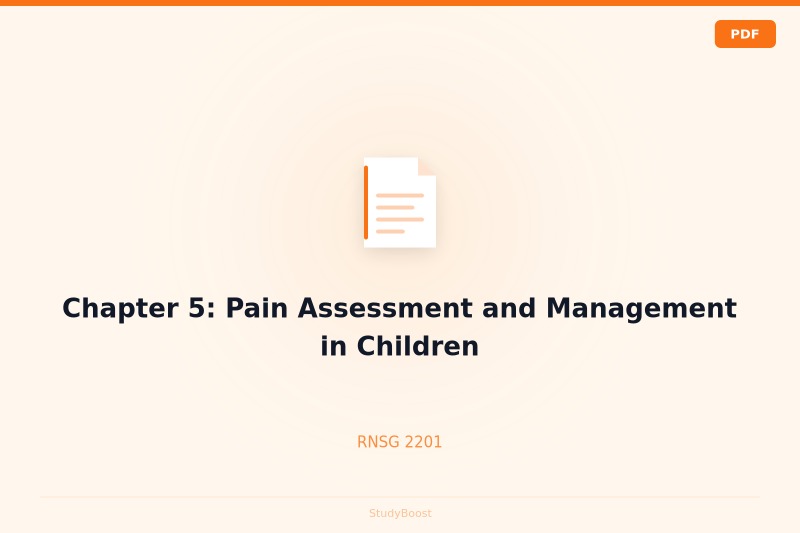 Chapter 5: Pain Assessment and Management in Children