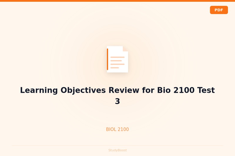 Learning Objectives Review for Bio 2100 Test 3