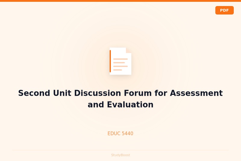 Second Unit Discussion Forum for Assessment and Evaluation